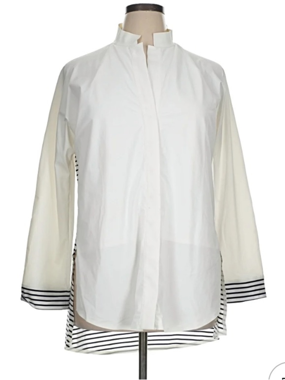 ADAY White Striped Long Sleeve Tunic Blouse Shirt Large